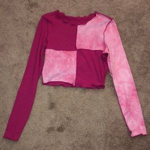 Long sleeve patchwork crop top